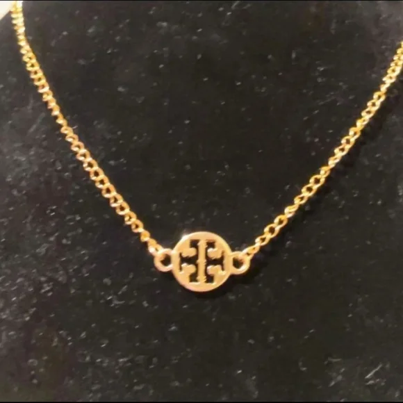 Tory Burch Logo Charm w Gold Pltd Choker Necklace - Picture 5 of 5